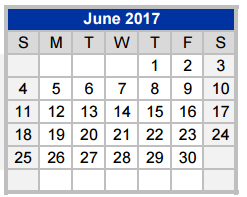 District School Academic Calendar for Austin Elementary for June 2017