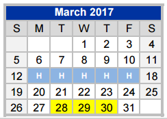 District School Academic Calendar for Crockett Elementary for March 2017