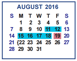 District School Academic Calendar for Silva Elementary for August 2016