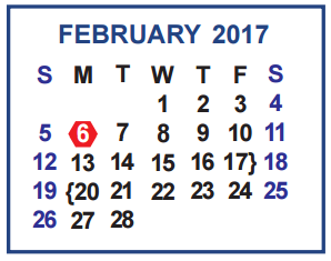 District School Academic Calendar for A N Rico Elementary for February 2017