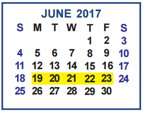 District School Academic Calendar for Central Middle School for June 2017