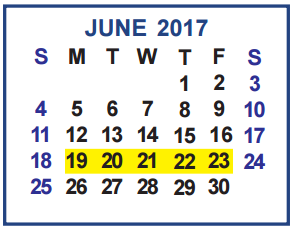 District School Academic Calendar for A N Rico Elementary for June 2017