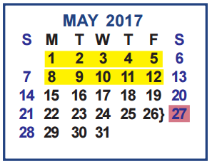 District School Academic Calendar for Gonzalez Elementary for May 2017