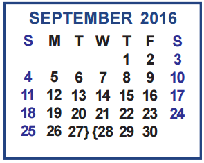 District School Academic Calendar for Garza Middle School for September 2016
