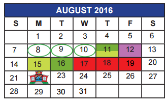 District School Academic Calendar for Kirby Math-science Ctr for August 2016