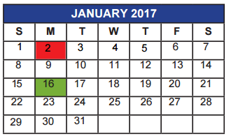 District School Academic Calendar for Sheppard Afb Elementary for January 2017