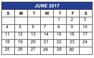District School Academic Calendar for Hirschi High School for June 2017