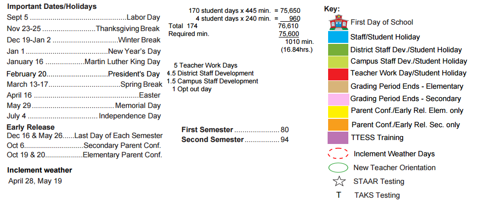 District School Academic Calendar Key for Kirby Math-science Ctr