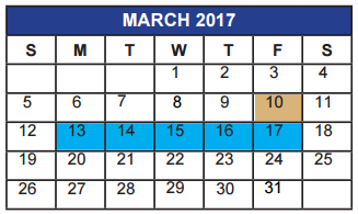 District School Academic Calendar for Milam Elementary for March 2017