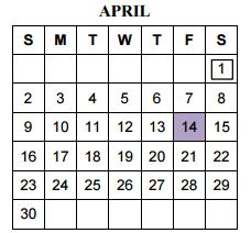 District School Academic Calendar for Jjaep for April 2017