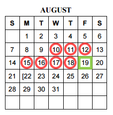 District School Academic Calendar for Parmley Elementary for August 2016