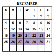 District School Academic Calendar for Jjaep for December 2016