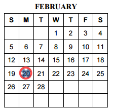 District School Academic Calendar for C C Hardy Elementary for February 2017