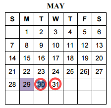 District School Academic Calendar for Stubblefield Alternative Academy for May 2017