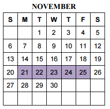 District School Academic Calendar for Jjaep for November 2016