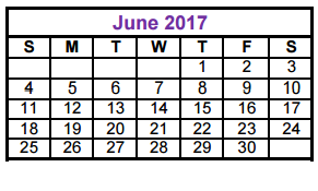 District School Academic Calendar for Taylor County Learning Center for June 2017