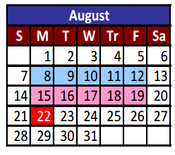 District School Academic Calendar for Adult Community Learning Center for August 2016
