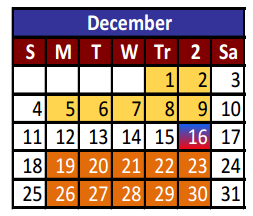 District School Academic Calendar for Desert View Middle School for December 2016