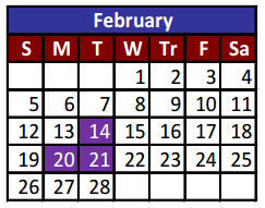 District School Academic Calendar for Parkland High School for February 2017