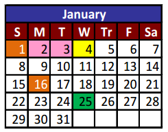 District School Academic Calendar for Mission Valley Elementary for January 2017