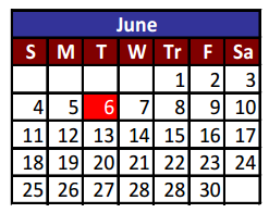 District School Academic Calendar for Del Valle High School for June 2017