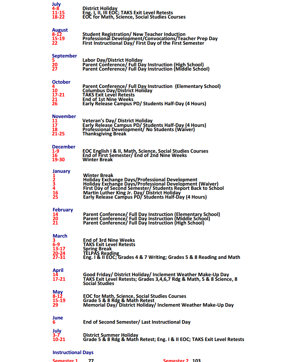 District School Academic Calendar Key for Desert View Middle School