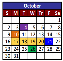 District School Academic Calendar for Del Valle High School for October 2016