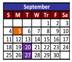 District School Academic Calendar for Cesar Chavez Middle School Jjaep for September 2016