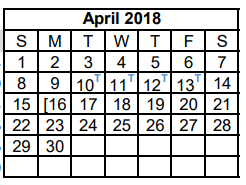 District School Academic Calendar for Cooper High School for April 2018