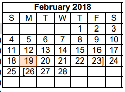 District School Academic Calendar for Cooper High School for February 2018