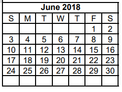 District School Academic Calendar for Ward Elementary for June 2018