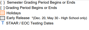 District School Academic Calendar Legend for Taylor County Learning Center