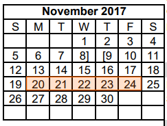 District School Academic Calendar for Reassignment Ctr for November 2017