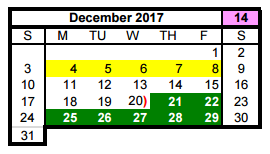 District School Academic Calendar for Dunn Elementary for December 2017