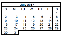 District School Academic Calendar for Hinojosa Ec/pre-k Center for July 2017