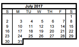 District School Academic Calendar for Eisenhower High School for July 2017