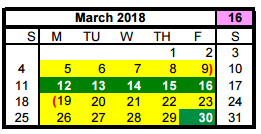 District School Academic Calendar for Hall Academy for March 2018