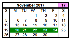 District School Academic Calendar for Macarthur Ninth Grade School for November 2017