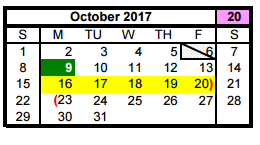 District School Academic Calendar for Aldine Middle for October 2017