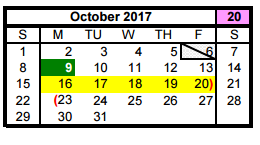 District School Academic Calendar for De Santiago Ec/pre-k Center for October 2017