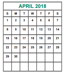 District School Academic Calendar for Taylor High School for April 2018