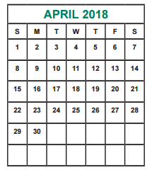 District School Academic Calendar for Killough Middle for April 2018