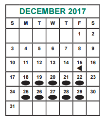 District School Academic Calendar for Mahanay Elementary School for December 2017