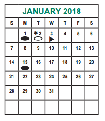 District School Academic Calendar for Alief Isd J J A E P for January 2018