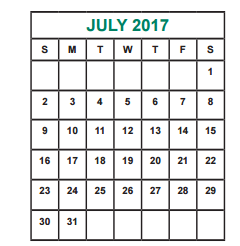 District School Academic Calendar for Holub Middle for July 2017