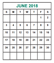 District School Academic Calendar for O'donnell Middle for June 2018