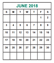 District School Academic Calendar for Cummings Elementary for June 2018