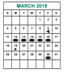 District School Academic Calendar for Admin Services for March 2018