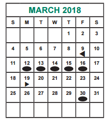 District School Academic Calendar for Alexander Elementary for March 2018