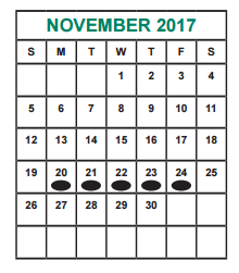 District School Academic Calendar for O'donnell Middle for November 2017